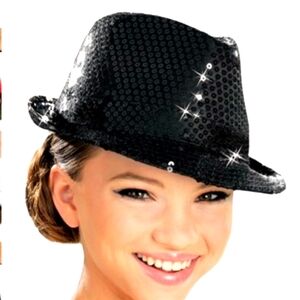 GROOVY GLAM Black Sequin Fedora Unisex Party Hat